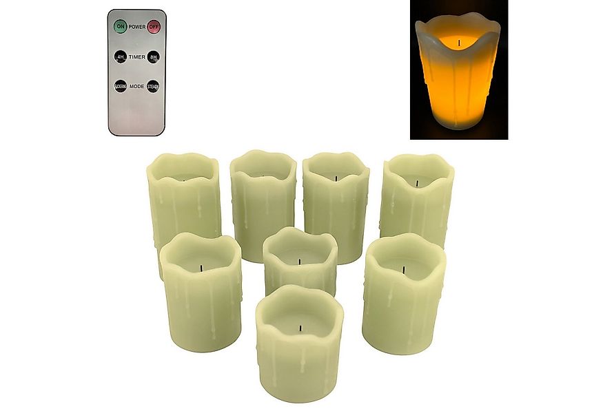 Online-Fuchs LED-Kerze 8er Set LED Kerzen mit Wachstropfen, Fernbedienung u günstig online kaufen