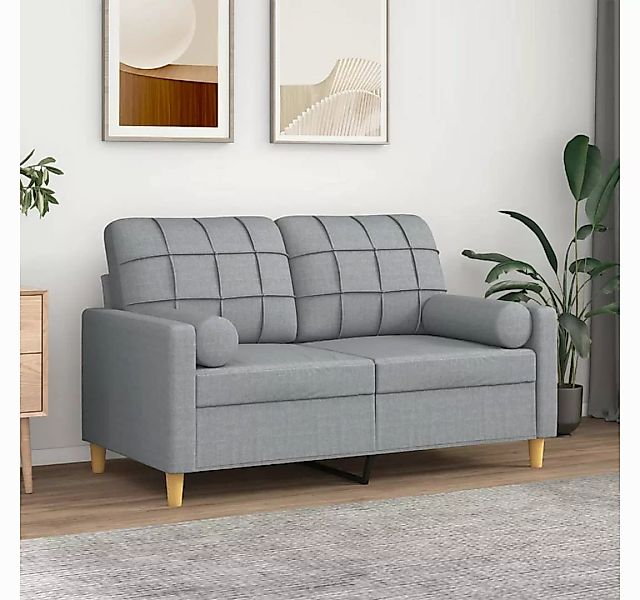 vidaXL Sofa 2-Sitzer-Sofa mit Zierkissen Hellgrau 120 cm Stoff günstig online kaufen