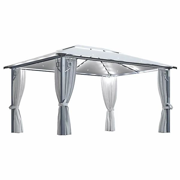 Pavillon Mit Vorhängen Und Lichterketten 400x300 Cm Creme Alu günstig online kaufen