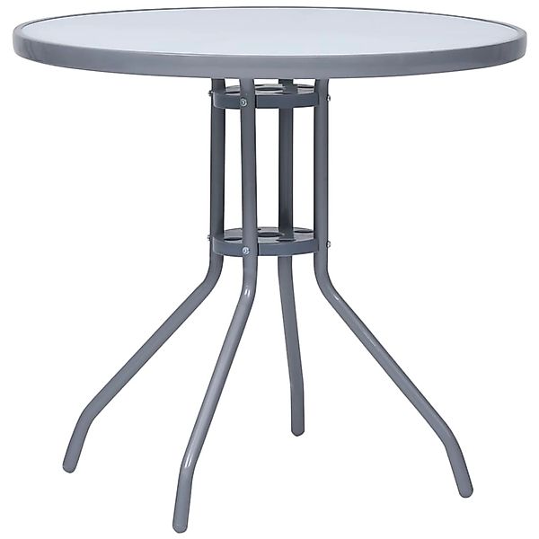 vidaXL Gartentisch Hellgrau 80 cm Stahl und Glas 312215 günstig online kaufen