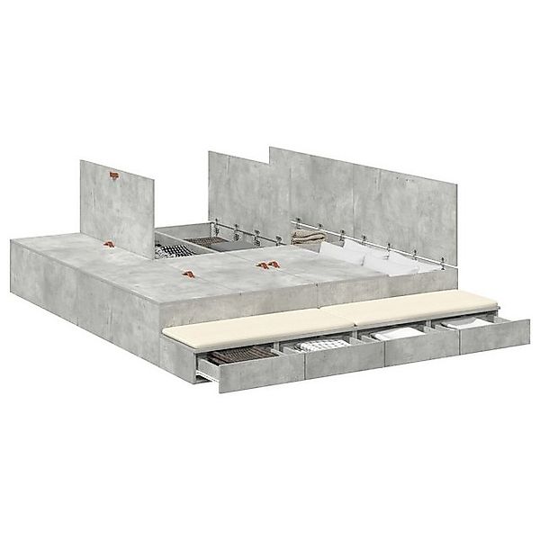 vidaXL Bett Stauraum Bettgestell Beton Grau 180x200 cm (1-tlg) günstig online kaufen