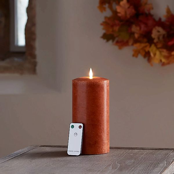 TruGlow® LED Kerze Echtwachs orange breit 20cm mit Fernbedienung günstig online kaufen