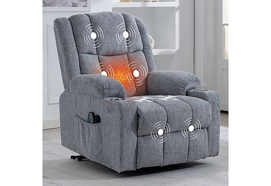 KLAM HOME Relaxsessel TV-Massagesessel mit Aufstehfunktion, Wärme & 4D-Vibr günstig online kaufen