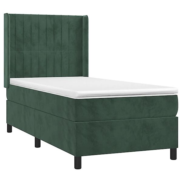 vidaXL Boxspringbett mit Matratze & LED Dunkelgrün 90x190 cm Samt 3139658 günstig online kaufen