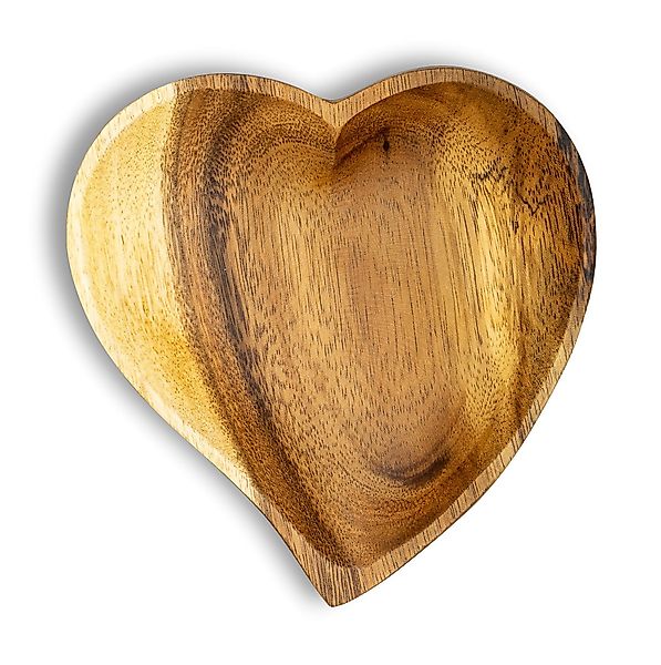Levandeo® Dekoteller, Holzschale Akazie 15cm Herz günstig online kaufen
