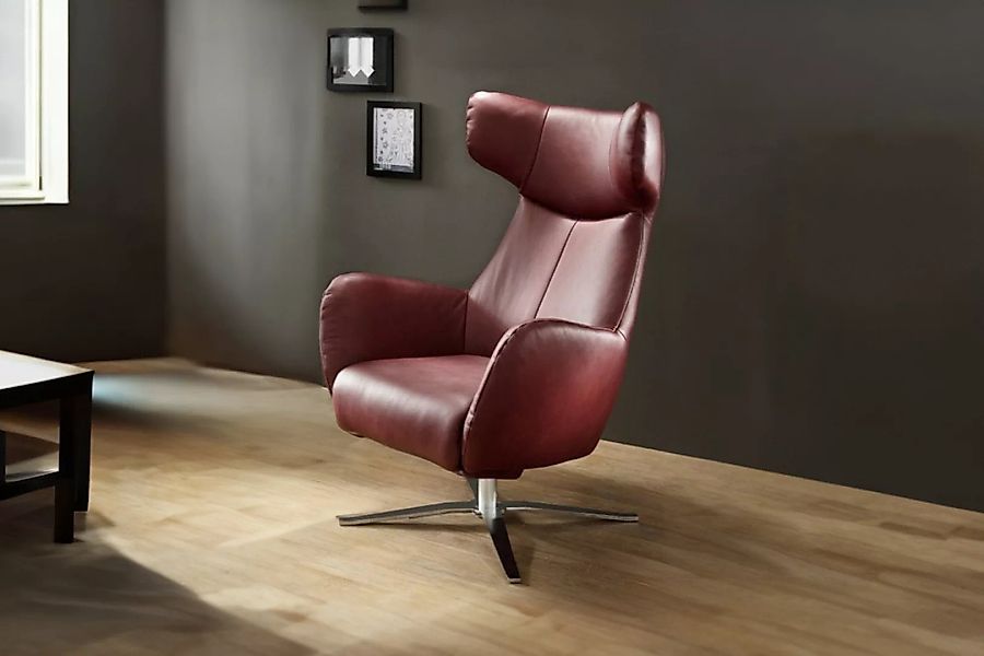 KAWOLA Sessel RANDY Drehsessel Leder rot günstig online kaufen