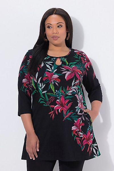 Ulla Popken Longshirt Longshirt Keyhole A-Linie Rundhals 3/4-Arm günstig online kaufen