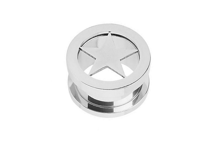 Taffstyle Plug Piercing Schraubverschluss mit Stern Star Inlay, Flesh Tunne günstig online kaufen