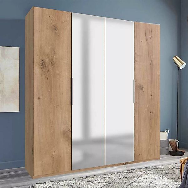 Kleiderschrank mit 4 Türen in Plankeneiche NB 200 cm breit günstig online kaufen