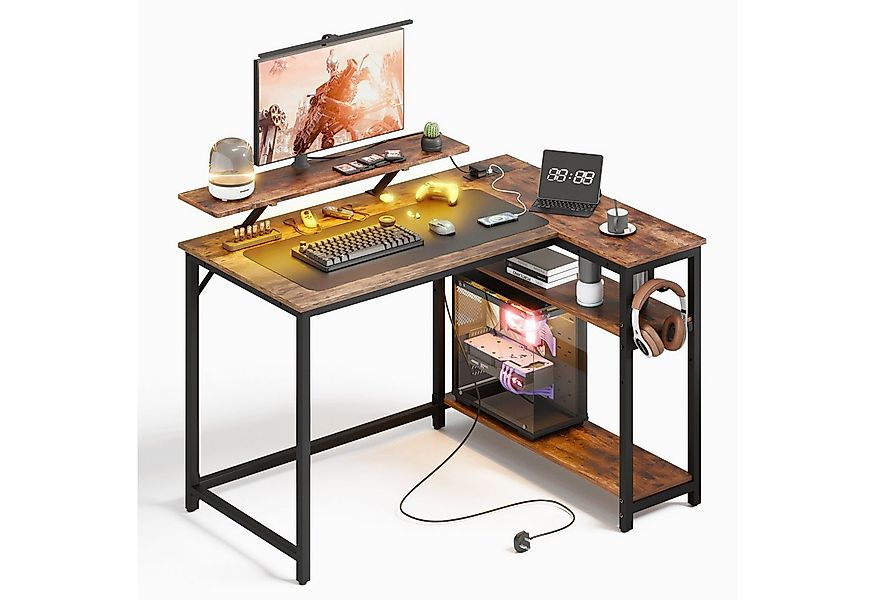 Mondeer Eckschreibtisch L-Shape (120*90cm), RGB-Lichtstreifen Steckdose USB günstig online kaufen