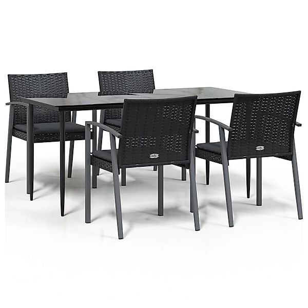 vidaXL 5-Tlg Garten-Essgruppe mit Kissen Poly Rattan und Stahl 3186979 günstig online kaufen