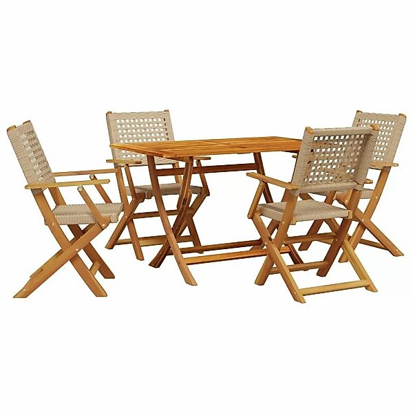 vidaXL 5-tlg Garten-Essgruppe Beige Poly Rattan und Massivholz Modell 3 günstig online kaufen