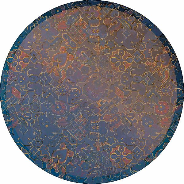Sanders & Sanders Selbstklebende Runde Tapete Ornamente Blau und Rot Ø 125 günstig online kaufen