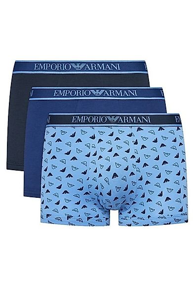 Emporio Armani Boxershorts Unterwäsche Trunk Cotton blau/dunkelblau gemuste günstig online kaufen