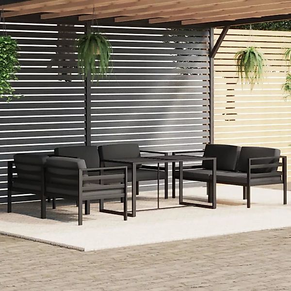 Vidaxl 7-tlg. Garten-lounge-set Mit Kissen Aluminium Anthrazit günstig online kaufen