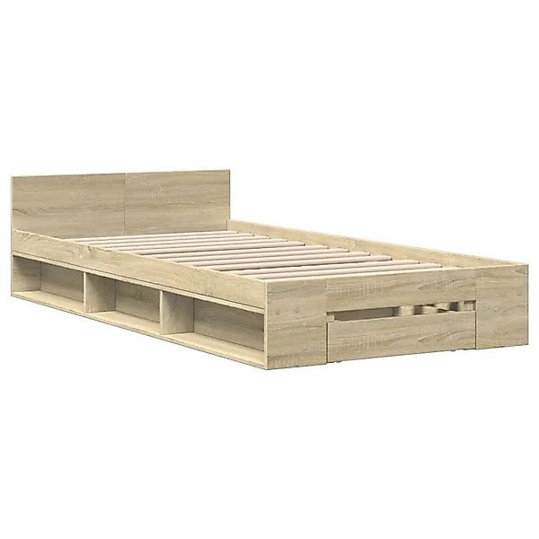 vidaXL Bettgestell mit Schublade Sonoma-Eiche 90x190 cm Holzwerkstoff 32807 günstig online kaufen