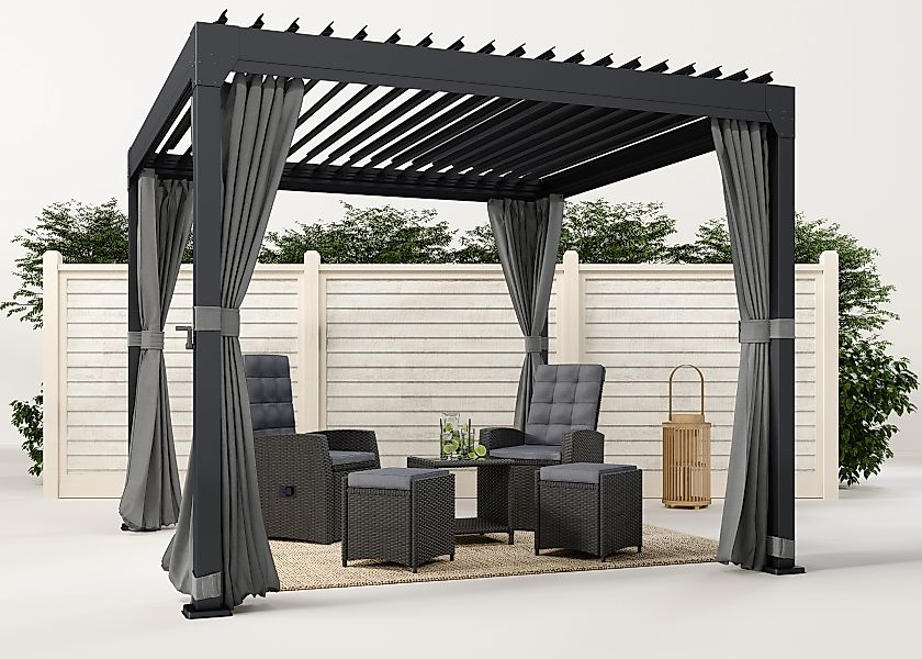 KONIFERA Pavillon "Palma", Pergola, mit Lamellendach, Sockelmaß: 300x300 cm günstig online kaufen