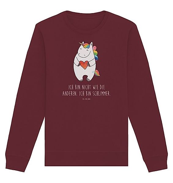 Mr. & Mrs. Panda Longpullover Einhorn Herz Größe M - Burgundy - Geschenk, E günstig online kaufen