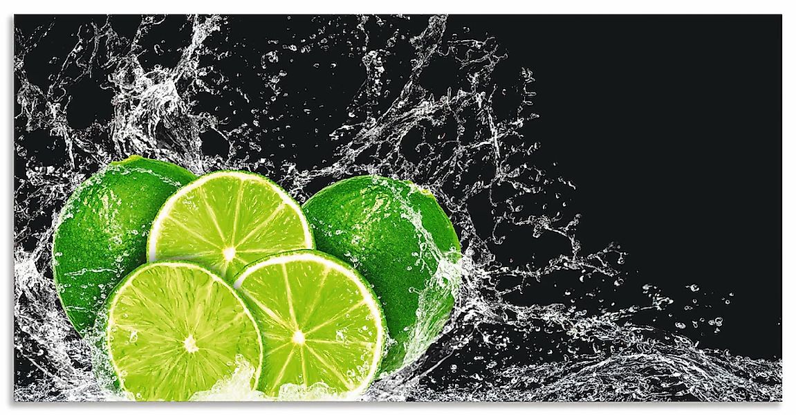 Artland Küchenrückwand "Limone mit Spritzwasser" Alu Spritzschutz mit Klebe günstig online kaufen