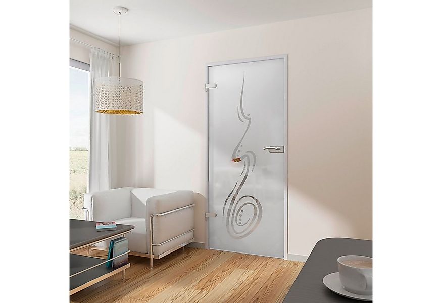 inova wohnen Zimmertür 83,4 x 197,2 cm Curved satiniert Glastür, inkl. Besc günstig online kaufen