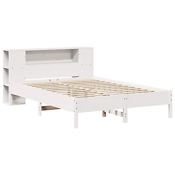 vidaXL Massivholzbett mit Regal ohne Matratze Weiß 140x190 cm Kiefer 332283 günstig online kaufen