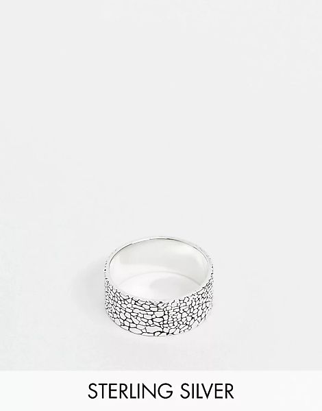 ASOS DESIGN – Flacher Ring aus Sterlingsilber mit strukturierter Oberfläche günstig online kaufen