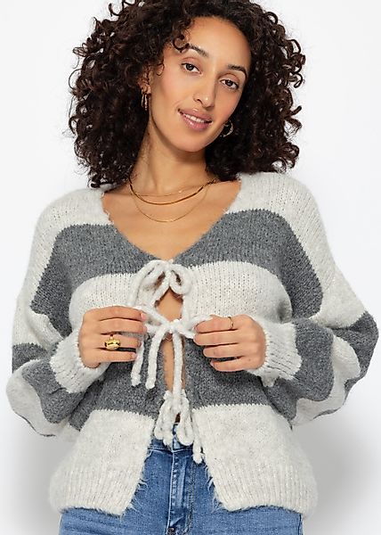 SASSYCLASSY Cardigan Flauschige Strickjacke mit Schleifenverschluss günstig online kaufen