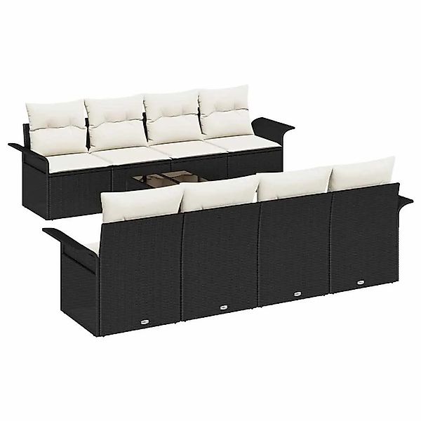 vidaXL Gartensofa-set mit Kissen 9-Tlg Schwarz und Creme Poly-Rattan 335395 günstig online kaufen