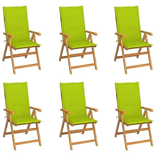 vidaXL Gartenstühle 6 Stk mit Hellgrünen Kissen Massivholz Teak 3065571 günstig online kaufen