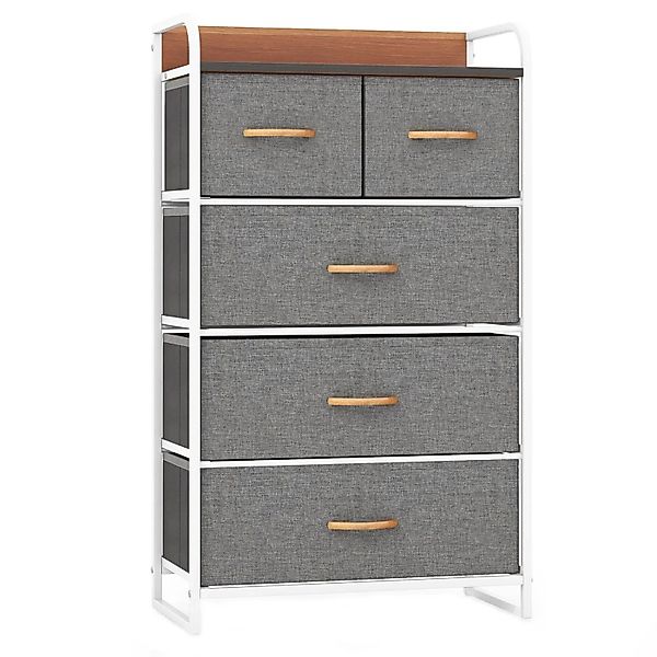 Costway Kommode mit 5 Stoffschubladen Grau 58 x 30 x 100 cm günstig online kaufen