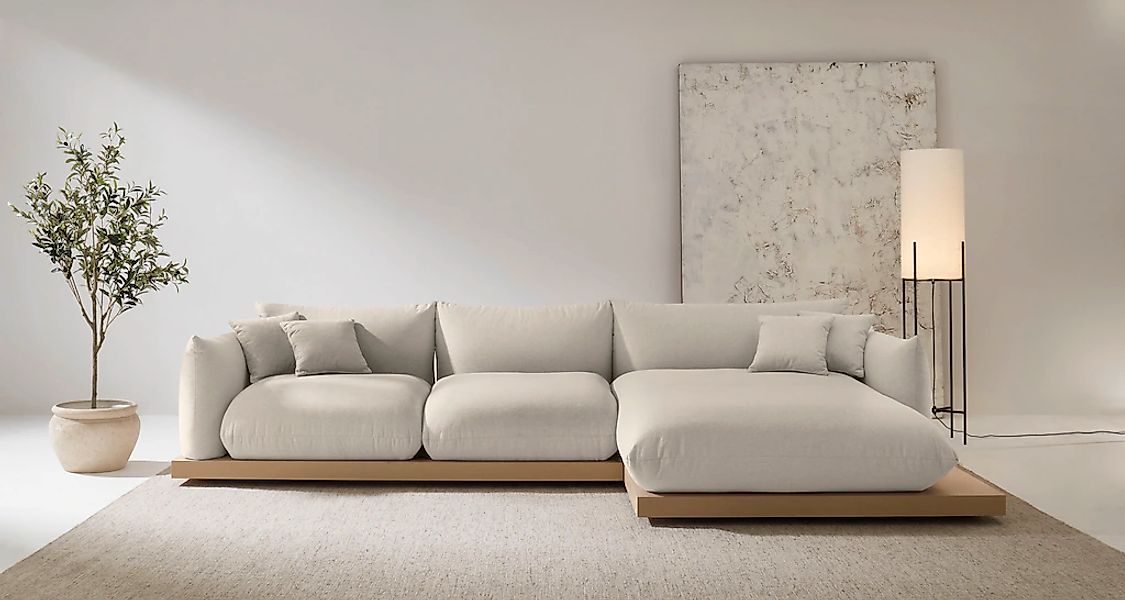 OTTO home Ecksofa "Kalix, Polsterecke mit kräftigem Holz-Plateau, moderne C günstig online kaufen