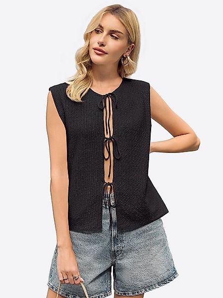 Imily Bela Strickweste Damen Ärmellos mit Bindebändern für Sommer Strandloo günstig online kaufen