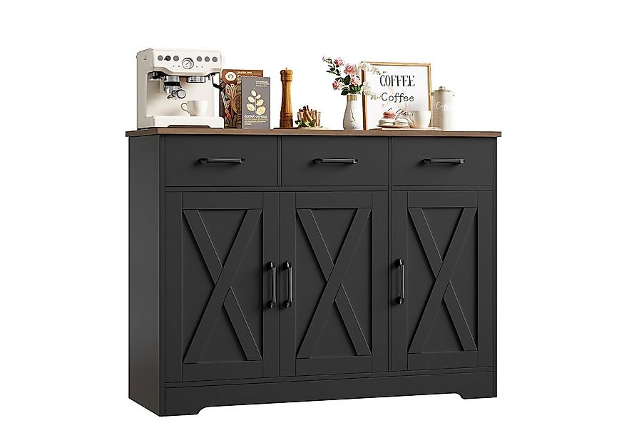 HOMECHO Sideboard, Küchenschrank mit 3 Schubladen und 3 Türen für Küche, We günstig online kaufen