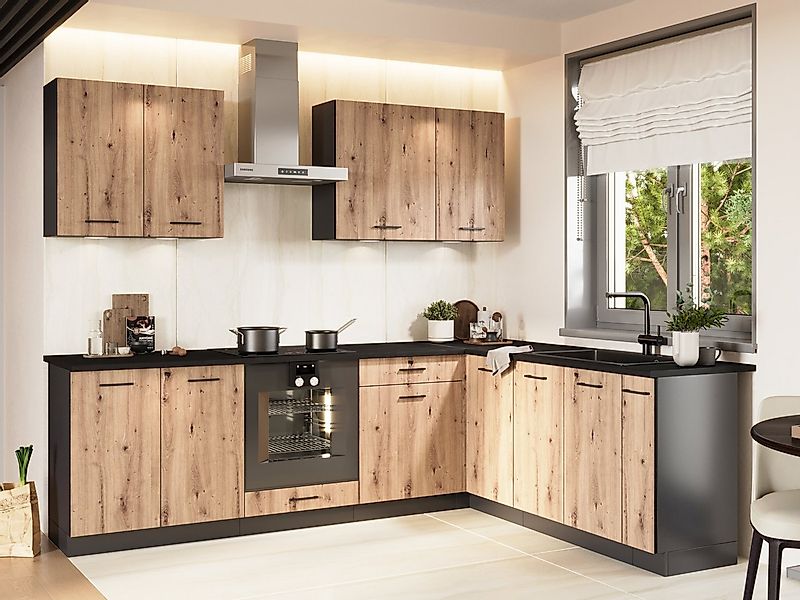 Möbel für Dich Winkelküche Eckküche in L-Form Anika 260x200 cm, 9-teilig, m günstig online kaufen