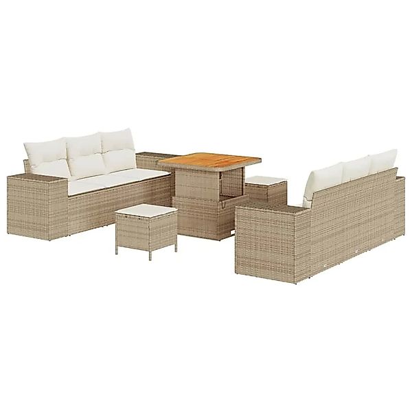vidaXL Gartensofa-set mit Kissen 9-Tlg Beige und Creme Poly-Rattan 3363906 günstig online kaufen