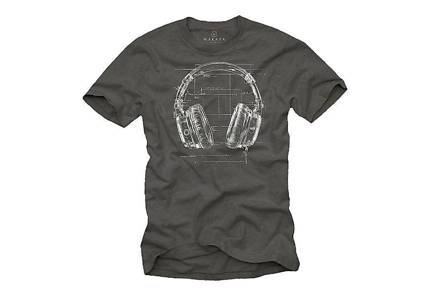 MAKAYA T-Shirt mit Kopfhörer Aufdruck für Herren Musik Motiv Hip Hop Outfit günstig online kaufen