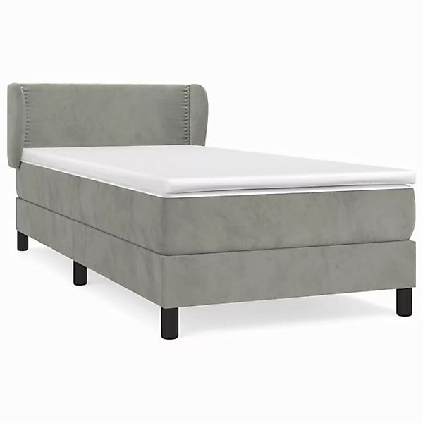 vidaXL Boxspringbett Boxspringbett mit Matratze Hellgrau 90x200 cm Samt Bet günstig online kaufen