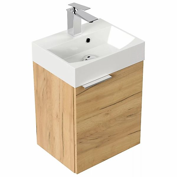 Posseik Badmöbel Cubi Slimline für Gäste-WC 40 cm SoftClose Eiche Gold günstig online kaufen