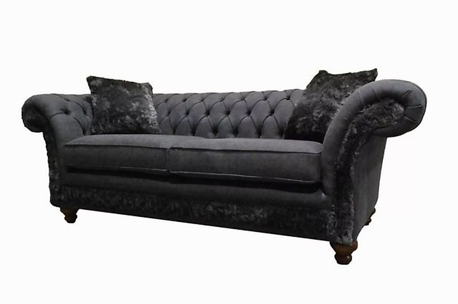 JVmoebel Chesterfield-Sofa 3-SITZIGES GRAUES CHESTERFIELD-SOFA, ALTERNATIVE günstig online kaufen