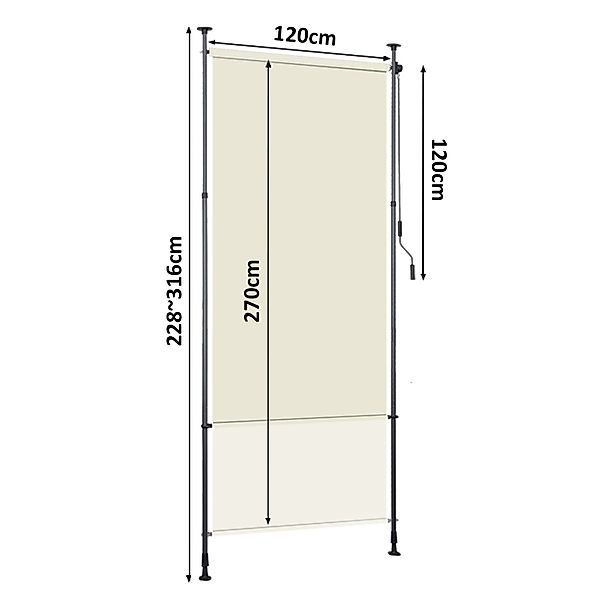 Clanmacy Senkrechtmarkise Klemmmarkise Ausziehbar BxH: 120x270cm günstig online kaufen