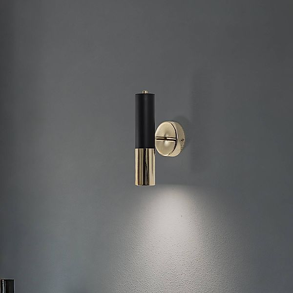 Wandleuchte Orino, schwarz/gold, Metall, GU10 günstig online kaufen