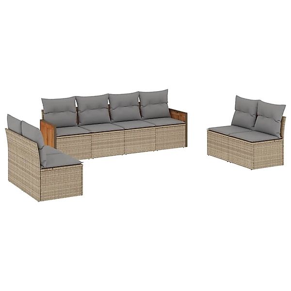 vidaXL 8-tlg Garten-Sofagarnitur mit Kissen Beige Poly Rattan Modell 119 günstig online kaufen