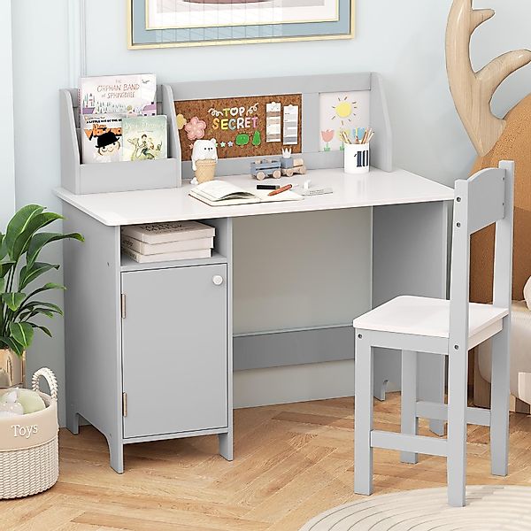 COSTWAY Kinderschreibtisch mit Stuhl Set, Holz, günstig online kaufen