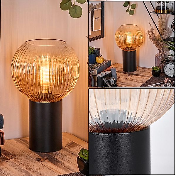 hofstein Tischleuchte Tischlampe aus Metall/Riffelglas in günstig online kaufen