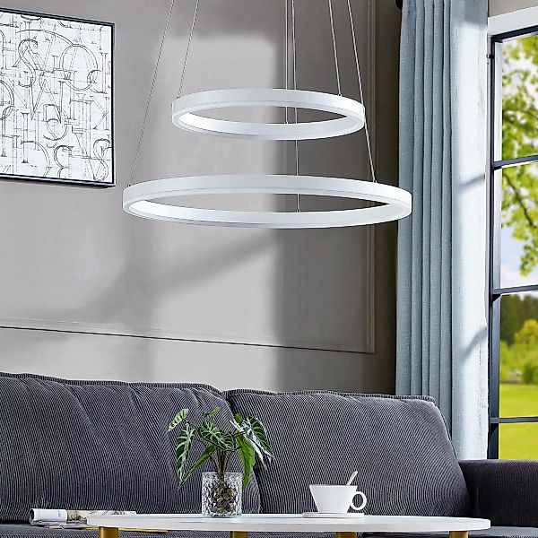 Arcchio LED-Hängeleuchte Albiona, weiß, 2 Ringe, Ø 60 cm günstig online kaufen