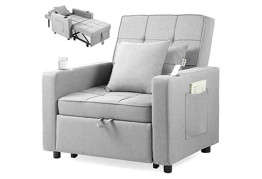 Makika Relaxliege Schlafsessel Schlafsofa Couch Tommy klappbar in Hellgrau günstig online kaufen
