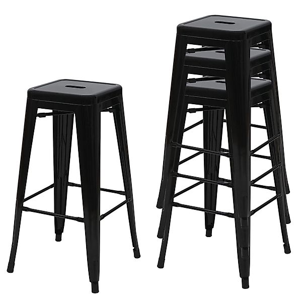 PROREGAL 4er-Set Barhocker Sitzhöhe 77cm Metall Industriedesign Stapelbar S günstig online kaufen