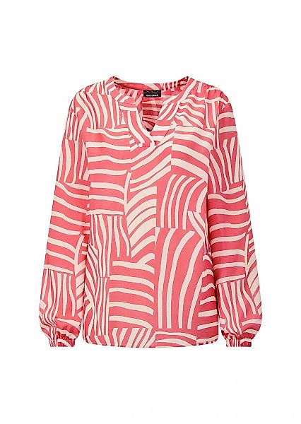 GOLDNER Schlupfbluse "Grafische Viskosebluse mit Schlitz" Gummibündchen am günstig online kaufen