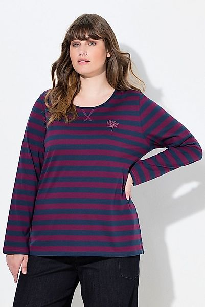 Ulla Popken Longsleeve Shirt Ringel Rundhals Langarm Biobaumwolle günstig online kaufen