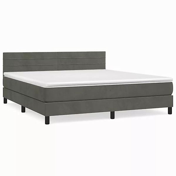 vidaXL Boxspringbett Boxspringbett mit Matratze Dunkelgrau 160x200 cm Samt günstig online kaufen